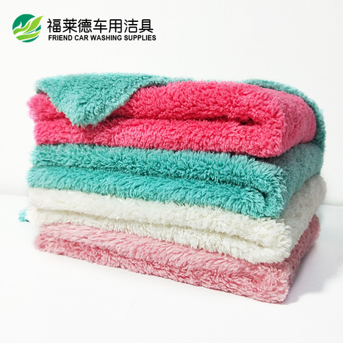 Car Wash Towel 30*40 Coral Velvet Microfiber Hot Thickened Water Absorbent Cleaning Car Wipe Cloth Car Washing Supplies