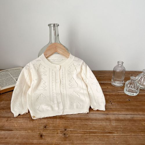 Men's and women's baby knitted cardigan hollow cute bear baby air-conditioning clothing outer wear thin breathable sun protection clothing jacket