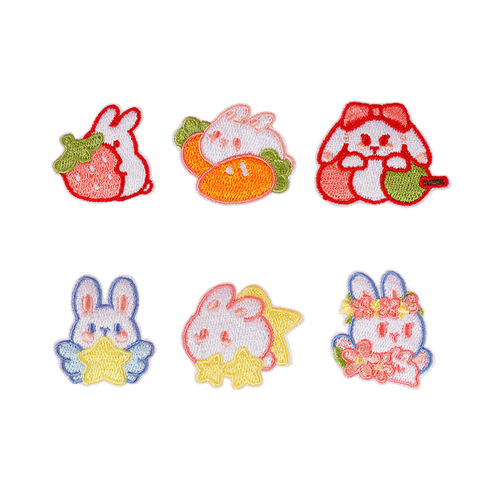 Computer embroidered logo cartoon animal rabbit chapter clothing accessories clothing and hat decoration patch stickers self-adhesive embroidery cloth stickers