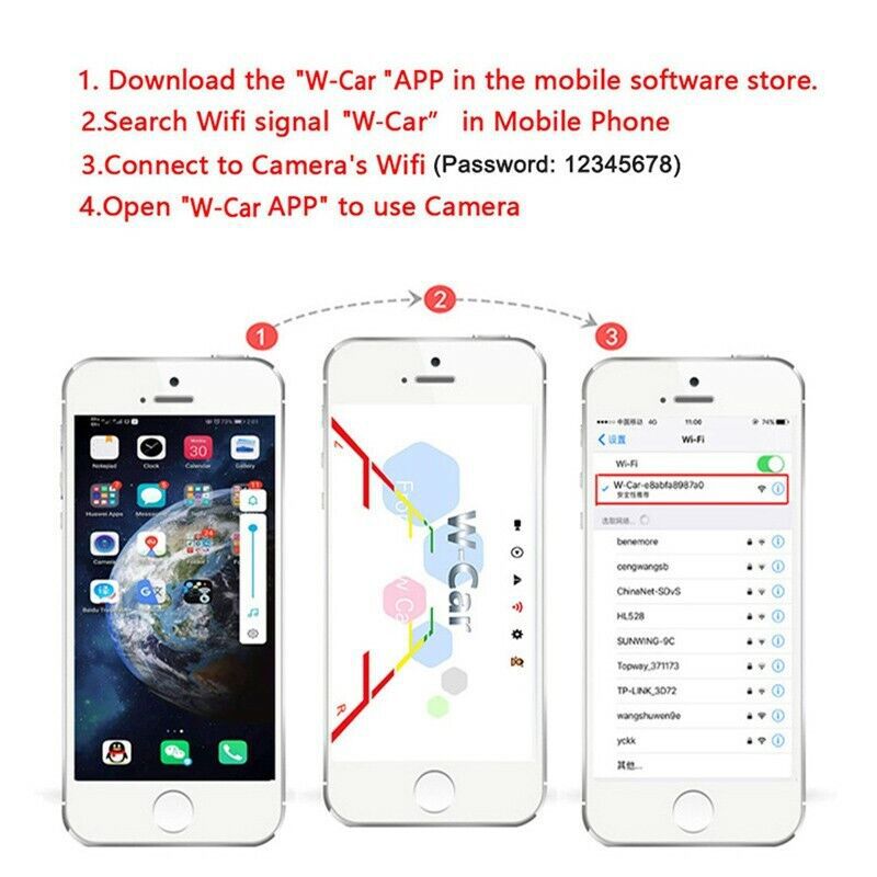 Wifi Wireless Reversing Camera 12V-36V High-Definition Infrared Night Vision Rear View Image for Buses, Trucks, and Vehicles