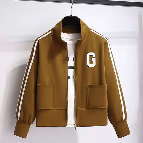 Solid color stand-neck baseball uniform sports coat for women 2025 early spring and autumn new loose short casual sports coat