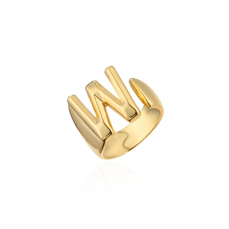 Wholesale New 18k Copper Gold-plated Alphabet Open Ring Nihaojewelry display picture 15