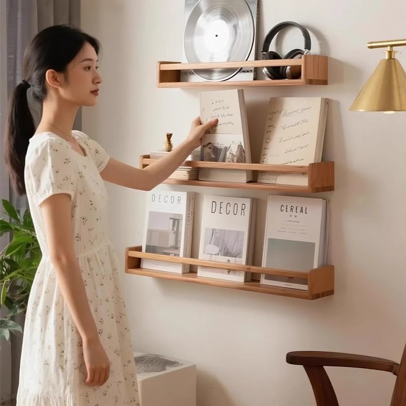 Estante de pared estante de periódicos de madera sólida estante de revista estante de almacenamiento de periódicos de pared estante de exposición de condimento estante de sala de estar