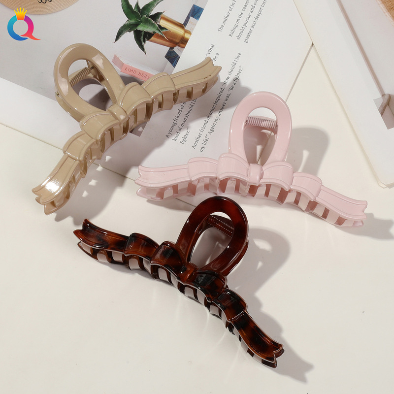 奇阅秋冬简约蝴蝶结抓夹高级感大号发夹女后脑勺盘发发抓发卡发饰|undefined