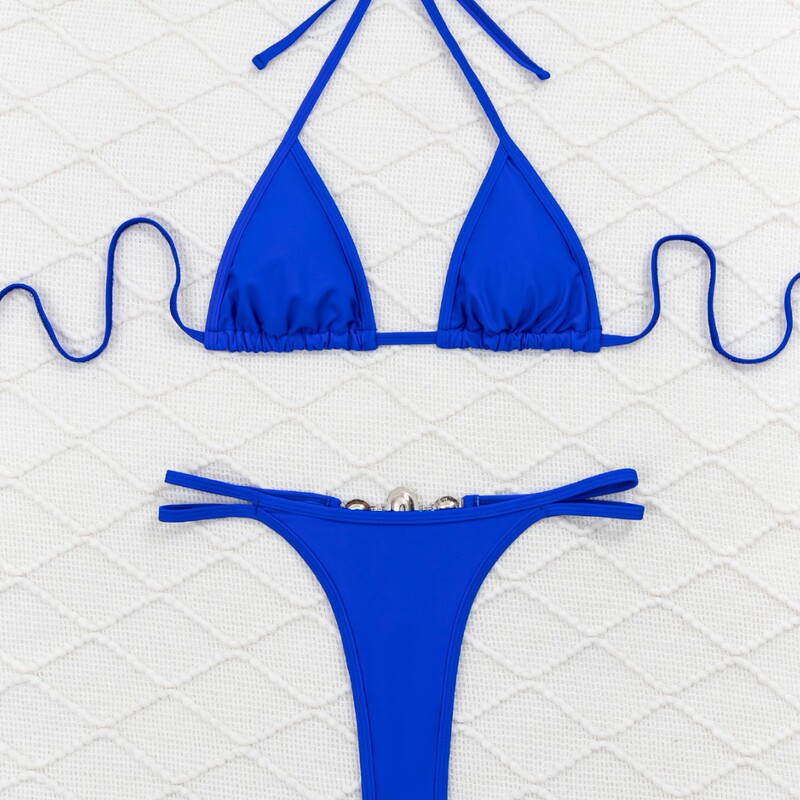 2023 Cross-Border New Women's Swimwear Crystal Diamond Triangle Bag Thong Beach Bikini European and American Swimsuit 2023 Cross-Border New Women's Swimwear Crystal Diamond Triangle Bag Thong Beach Bikini European and American Swimsuit