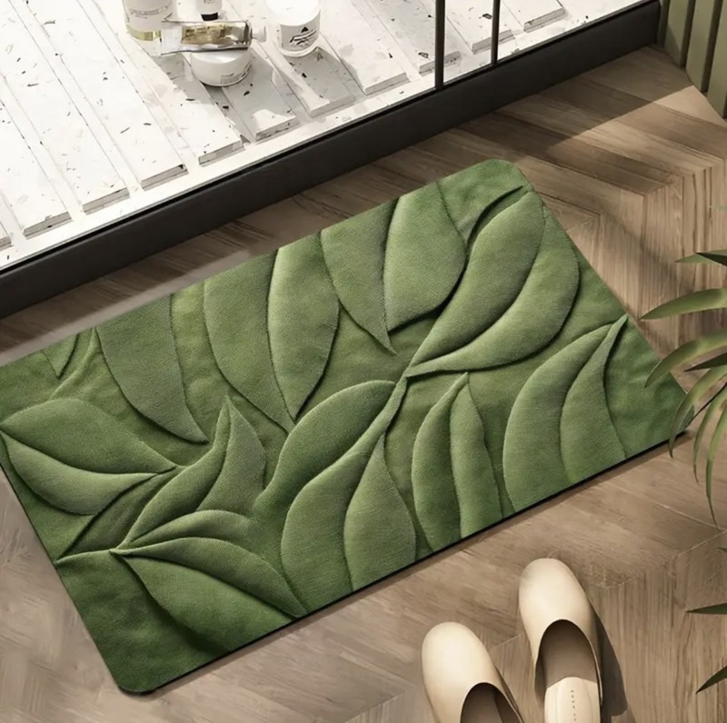 視覚的な立体的な緑の植物のフロアマット、玄関ドアのフロアマット、浴室の装飾フロアマット、耐摩耗性と耐汚れ性のフロアマットが在庫あり|undefined