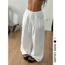 S 38817 High Waist Drawstring Wide Leg Pants ��������������