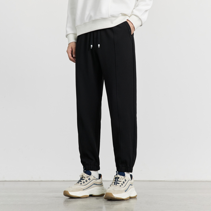 WOOG2005 Pantalones casuales de pierna gris oscuro para hombre 2025 primavera y otoño micro sueltos pantalones deportivos rectos micro elásticos