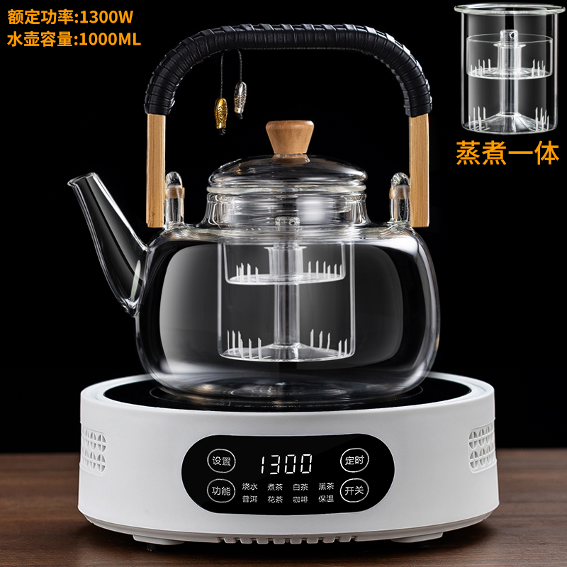 J1 화이트 스토브 + [찜과 요리를 하나로] 땋은 밧줄 대나무 그림자 냄비