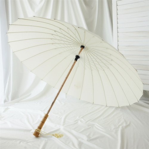 Wholesale umbrellas retro style Han style wooden straight handle umbrella 24 bone bamboo umbrella black and white men and women long handle umbrella sunny umbrella