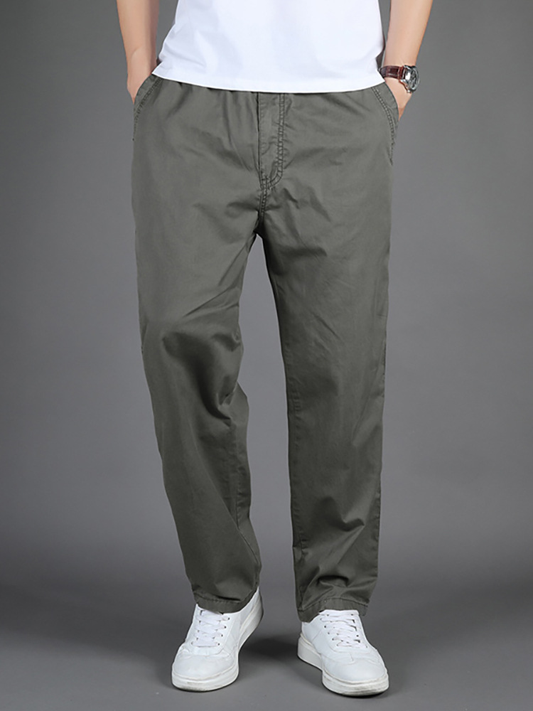 Zuoluo pantalones casuales Pantalones rectos sueltos de los hombres pantalones de papá de mediana edad pantalones elásticos pantalones de algodón puro 226