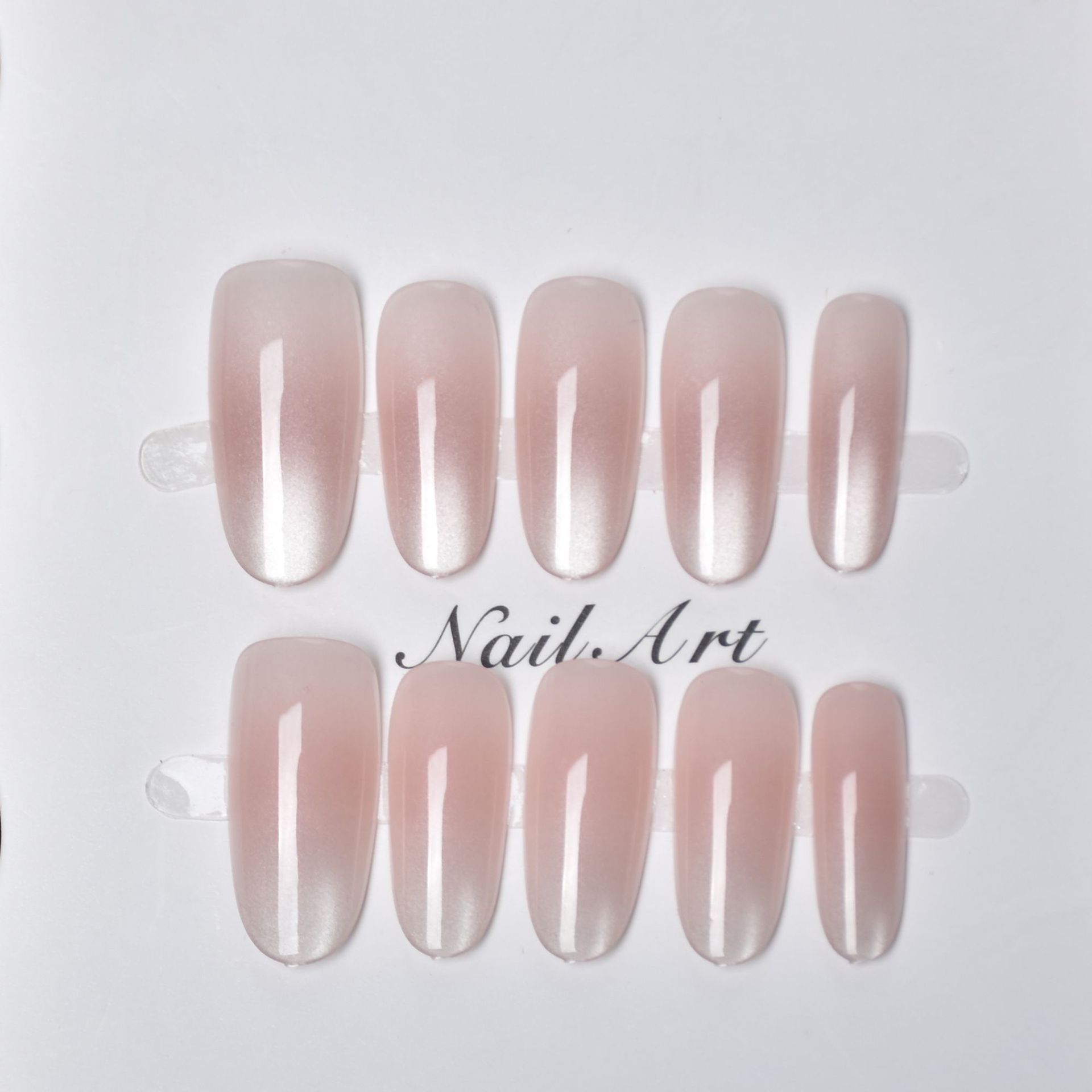 Luna blanca pura para el ojo de gato usar parche de uñas, producto terminado parche de uñas falsas, elíptico prefabricado en parche de uñas grueso