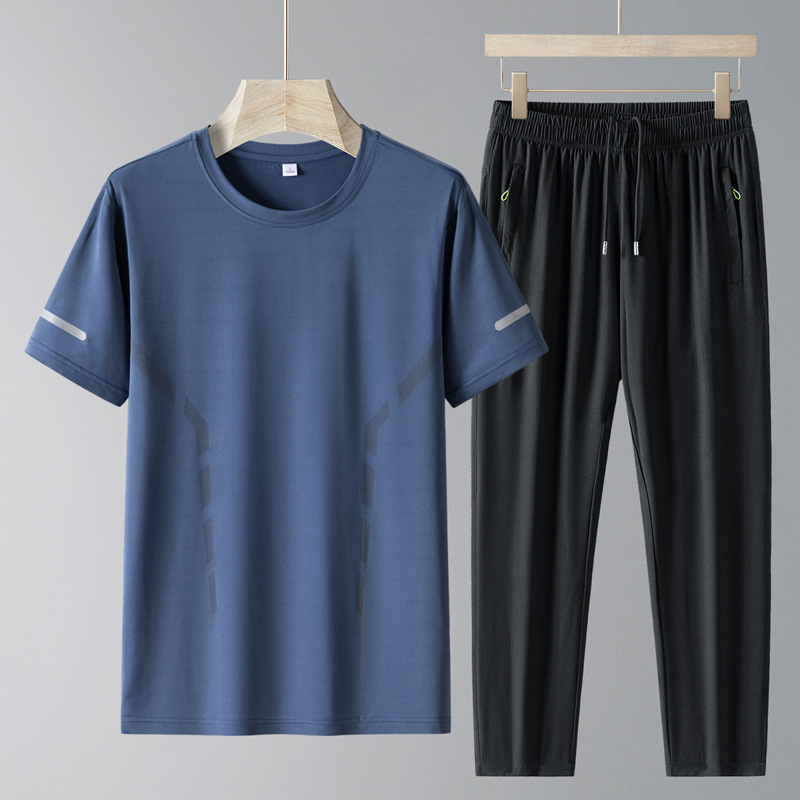 Papá, traje de verano, traje casual, hombre, delgado, hombre de mediana edad, pantalones de manga corta, traje de deportes de secado rápido de mediana edad