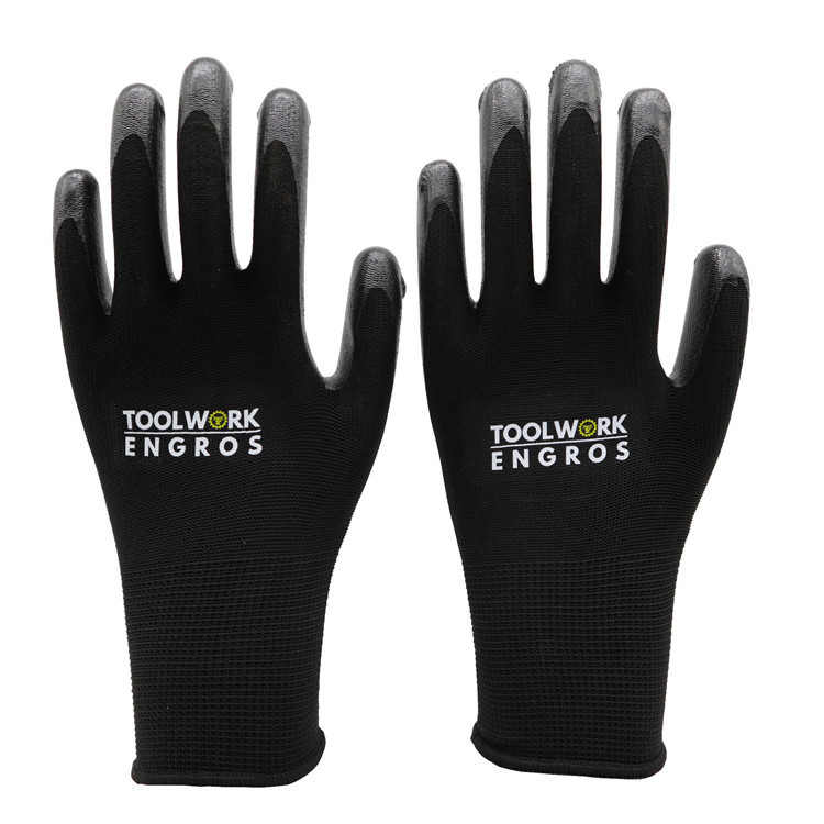 13针涤纶尼龙掌浸丁腈光面涂掌手套劳保丁腈涂层劳保花园手套