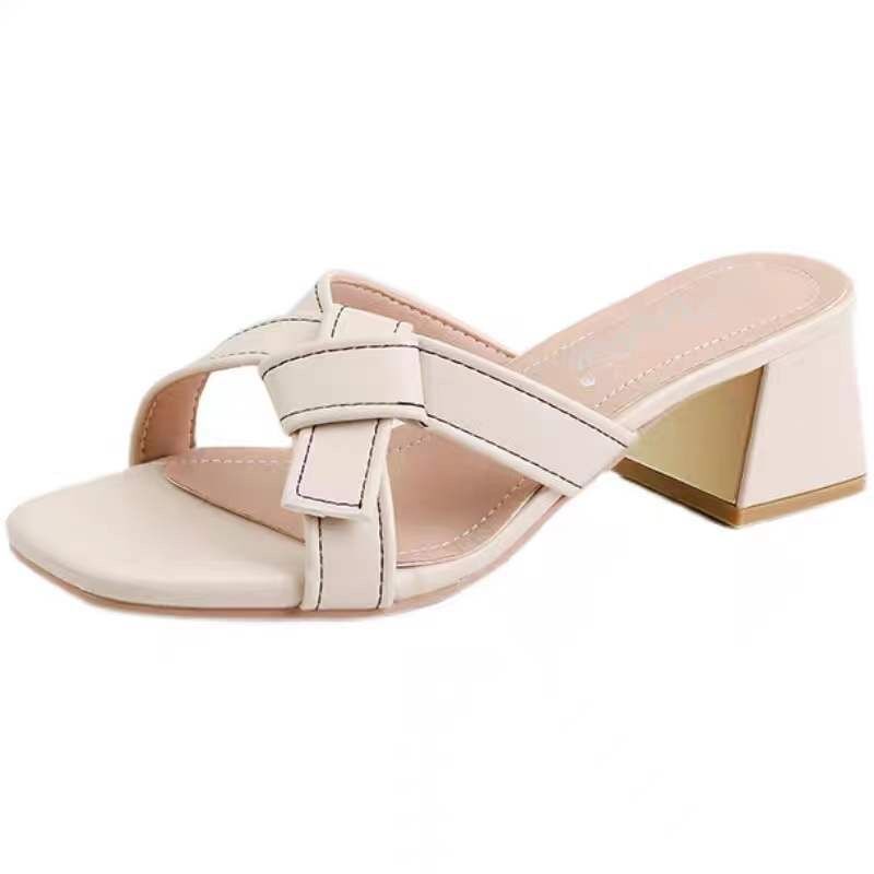 Viento maduro en verano 2026 nuevo nicho de moda casual zapatillas de tacón medio diarias cómodas zapatillas frías de verano image 6