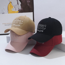 帽子女春夏季硬顶高品质棒球帽韩版潮 字母NYC加大加宽防晒鸭舌帽