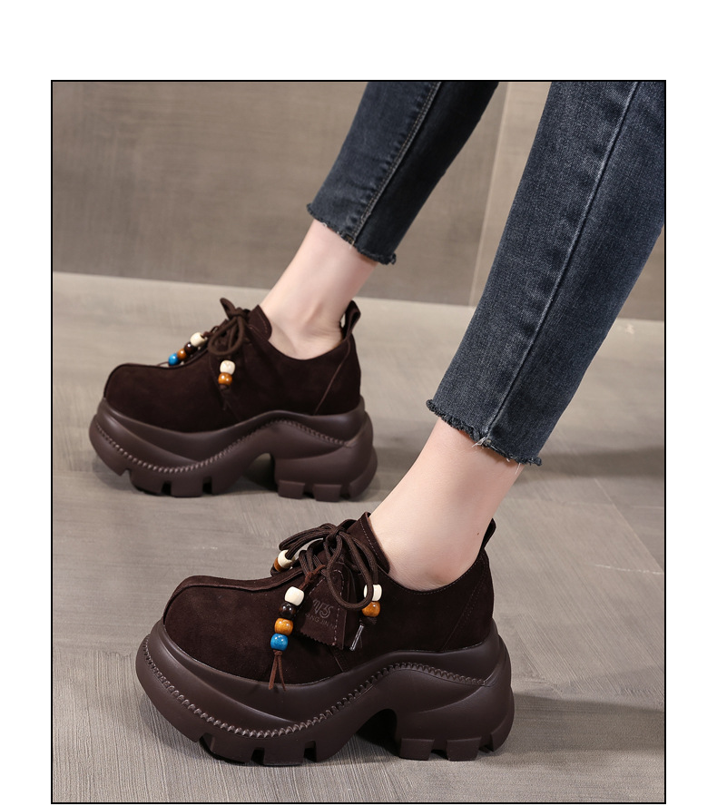 Giày lười nữ đế xuồng cao platform phong cách JK preppy thanh lịch, đế dày — nâu chi tiết 15