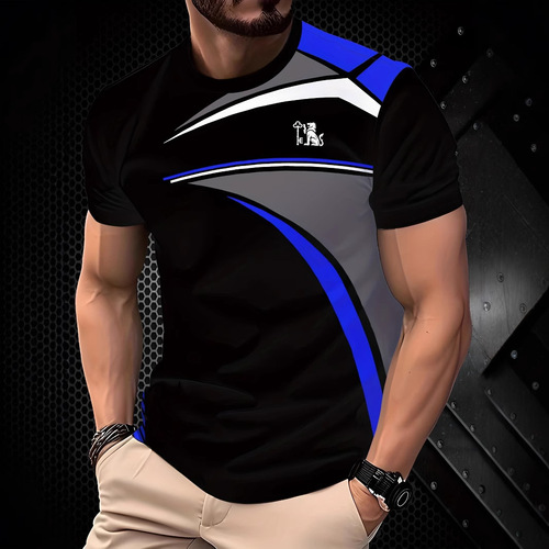 Summer Men's Los Angeles Casual Fashion Simple Trendy 3D Print Short-Sleeve T-Shirt Top
