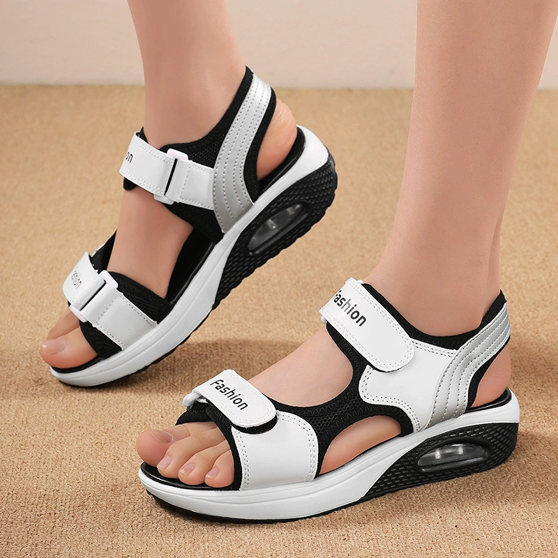 Женские летние босоножки на платформе с клиновидной подошвой, модные интернет-хиты, новый корейский стиль, толстая подошва, 2024, повседневная обувь для девушек