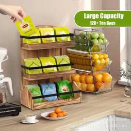 木质茶包咖啡包收纳架果蔬整理架多层置物架咖啡包汤包储物架
