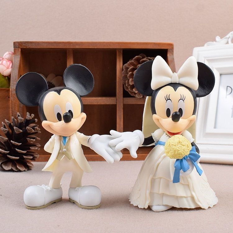 Car Wedding Dress Desktop Ornaments Gifts Toys Mickey Mouse Figure Minnie Wedding Mickey Doll Model