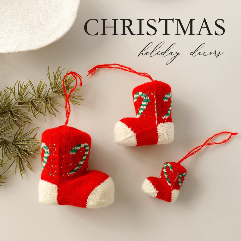 Amazon nueva Navidad mini calcetines de Navidad colgante decoración del árbol de Navidad botas de color colgante al por mayor image 6