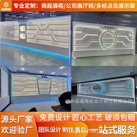 设计定制展厅木制烤漆带灯展示柜产品陈列柜造形中岛展台荣誉墙柜