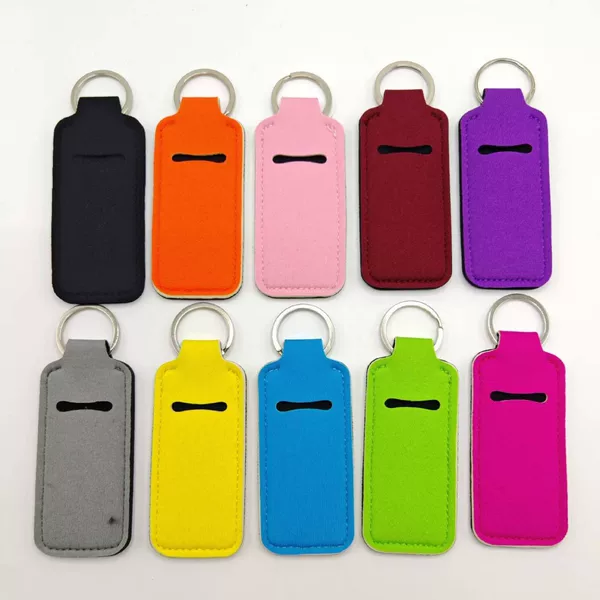 Cross-border Hot Diving Material Lipstick Set Neoprene Solid Color Lipstick Set Outdoor Portable Lipstick Pendant Keychain