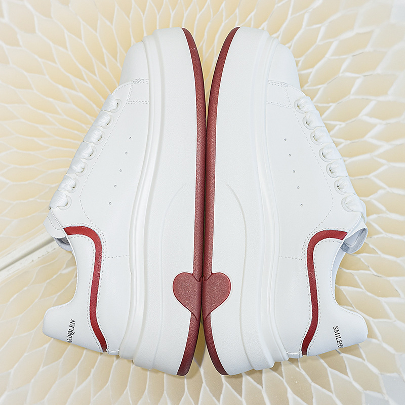 Genuine Leather Love White Shoes Women's 2025 Spring New Lightweight Thick-soled Height-increasing Casual Board Shoes All-match Student Platform Shoes Genuine Leather Love White Shoes Women's 2025 Spring New Lightweight Thick-soled Height-increasing Casual Board Shoes All-match Student Platform Shoes