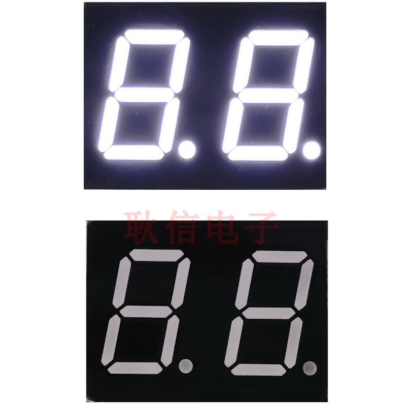 0.28寸2位白色光数码管二位 2281AW共阴 2281BW共阳  9.6公共脚