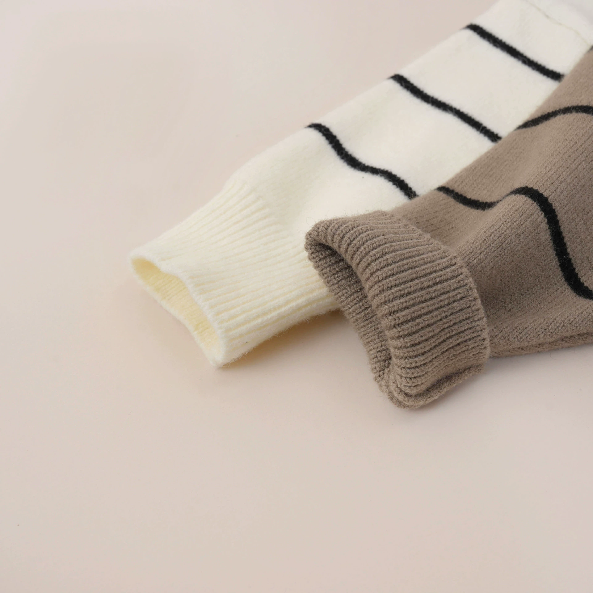 Children's knitted sweater, polo collar, Korean-western demi-season style, beige/chestnut, sizes 80–140 cm