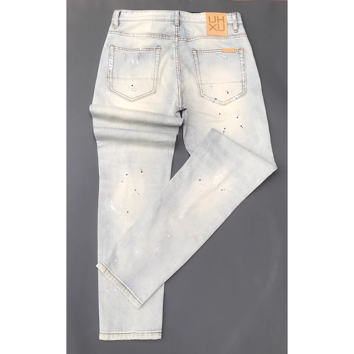 Jeans da uomo slim fit elasticizzati con design strappato e rattoppato - Pantaloni casual primaverili di tendenza per adolescenti_voghion.com