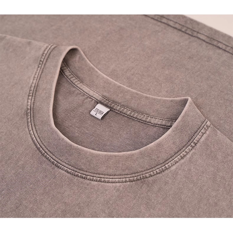 Lavado transfronterizo estadounidense, pesado y desgastado, patrón de logotipo de hombro caído de manga corta, comercio exterior personalizado al por mayor, gran tamaño