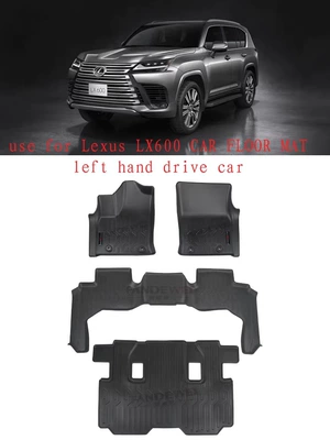 Suitable for New Lexus Lx600/570Tpe Universal Foot Pad - new-lx600-7-seater-black-tpe-floor-mats-left-hand-drive