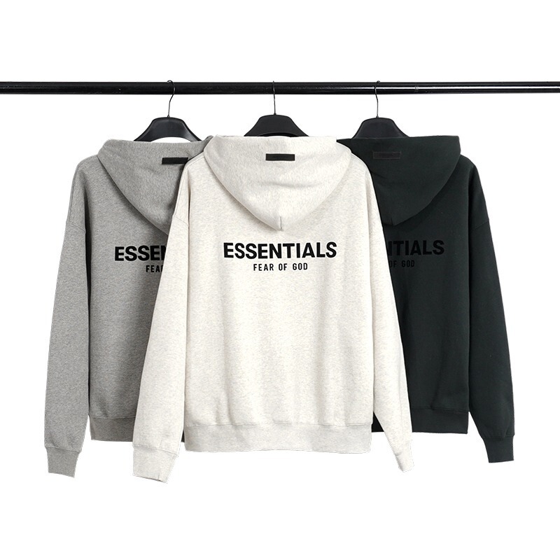 FOG Multi-line ESSENTIALS Flocking Hooded Sweater High Street Loose Casual American Couple Pullover for Men and Women