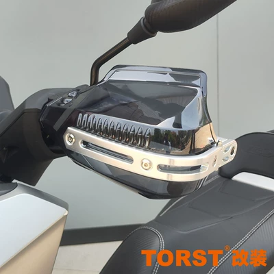 front and rear bumper modification – Motorcycle bumper - brown-foldable-hand-guard-with-light