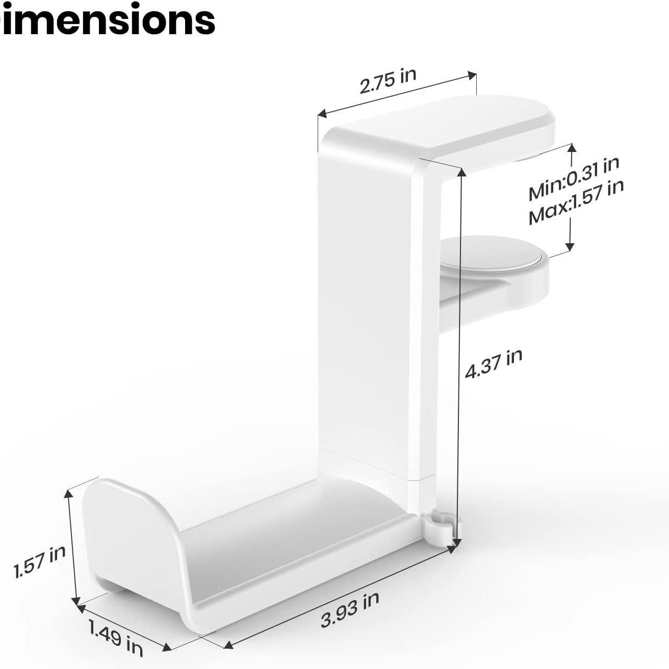 Punch-libre bajo el diseño de escritorio auriculares para juegos de auriculares soporte de gancho soporte para auriculares con clip de brazo giratorio ajustable