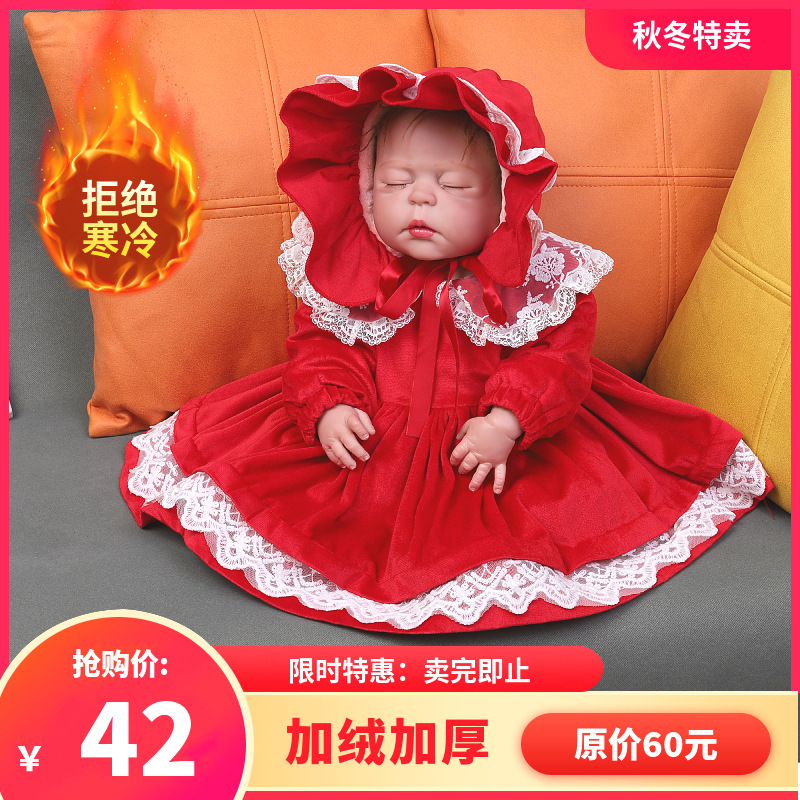 8130#2024加绒加厚礼服婴儿金丝绒公主裙宝宝满月娃娃领女连衣裙