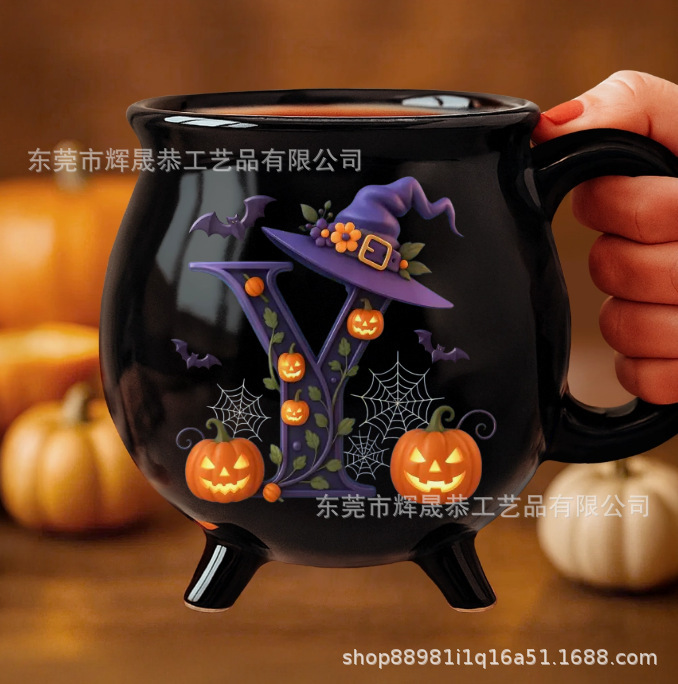 跨境新款Ceramic Cauldron Coffee Mug陶瓷大锅咖啡杯12oz|undefined