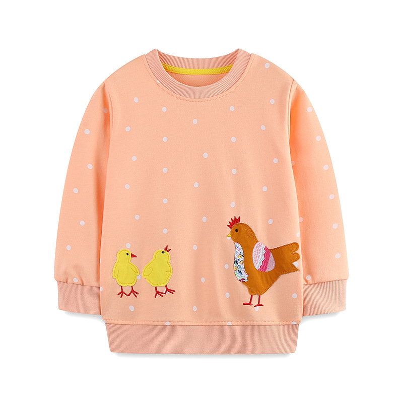 Otoño nuevo estilo europeo y americano camiseta de cuello redondo bordado camiseta de niñas de algodón de punto camiseta de mangas largas para niños image 7