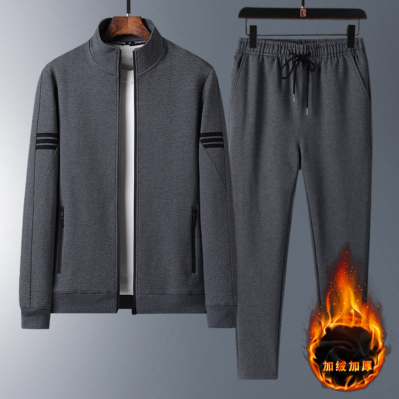 Trajes de papá transfronterizos para hombres otoño invierno relajado de mediana edad running trajes deportivos de invierno con camiseta casual de lana grande