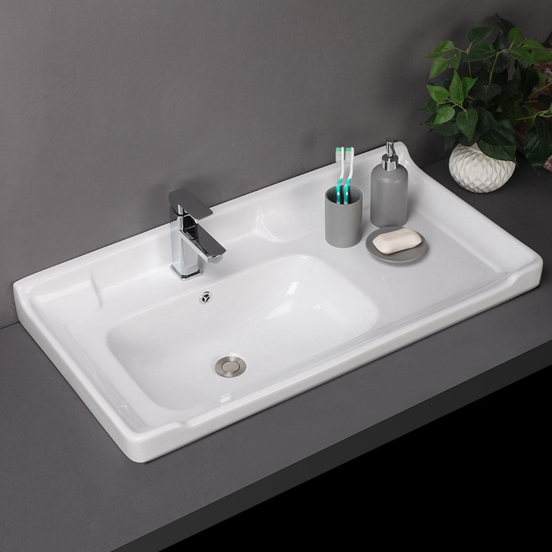 台面盆台中盆半嵌入式單盆一體陶瓷櫃盆家用洗臉盆洗手盆中邊盆