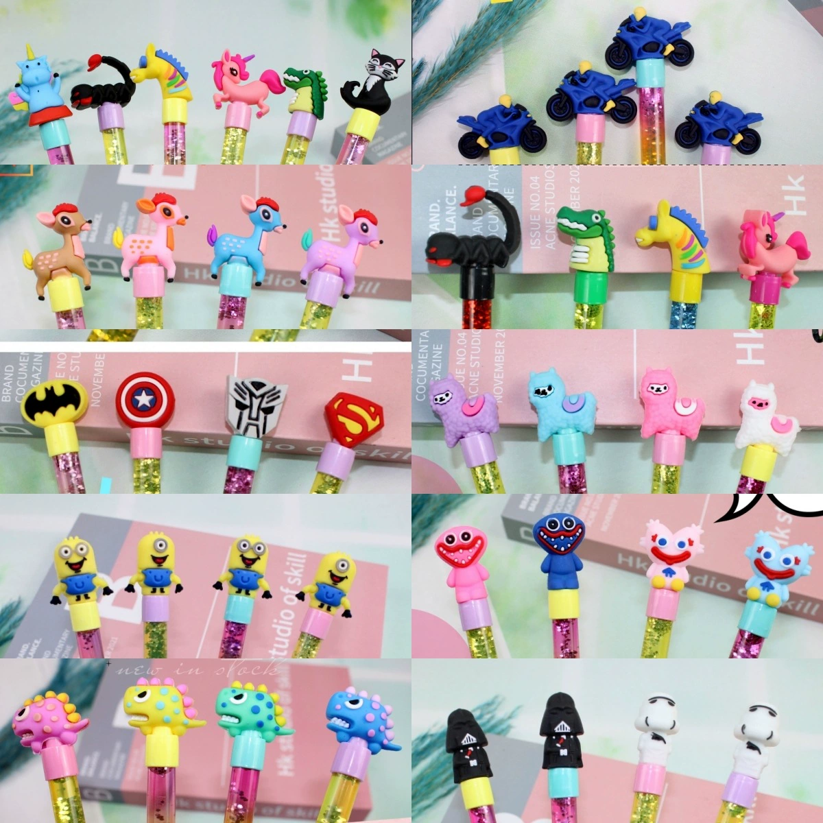 Супер мульти-Смешанная ПВХ мягкая резиновая головка различные Мультяшные формы гелевая ручка колпачок студенческий карандаш защитный чехол оптом