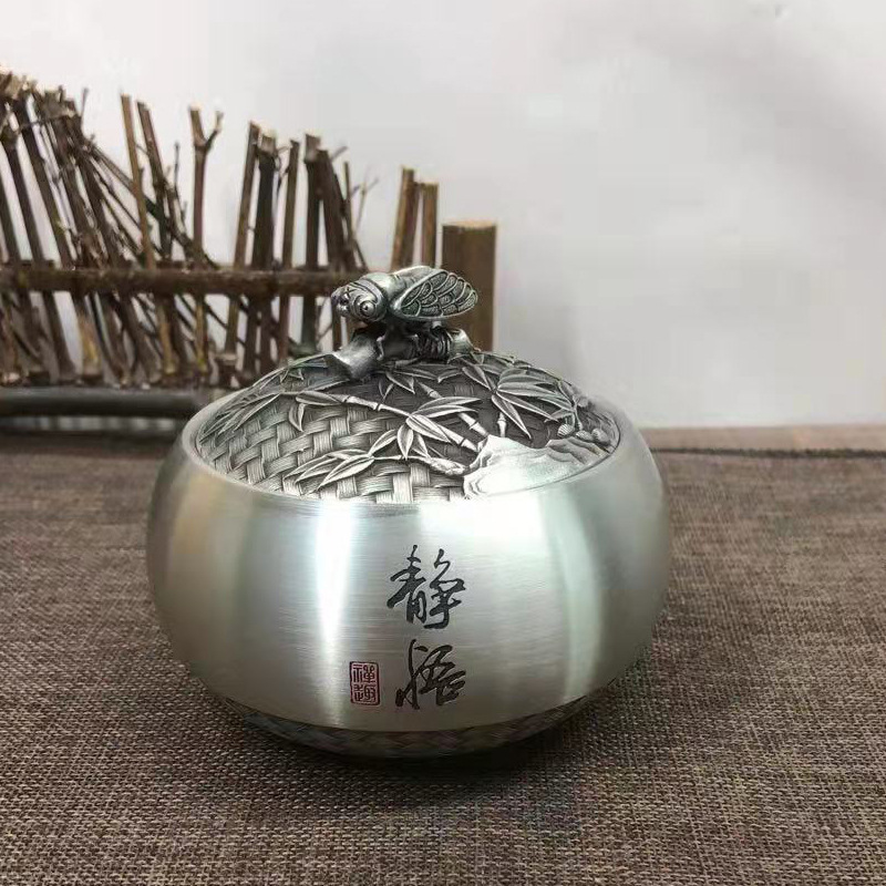 Pure tin Tea pot Mini Portable package Chu Chaguan medium , please Metal Moisture-proof seal up gift tea set