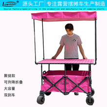 摆摊小推车带遮阳棚60宽升降折叠桌板遮阳棚摆摊露营地摊小吃车
