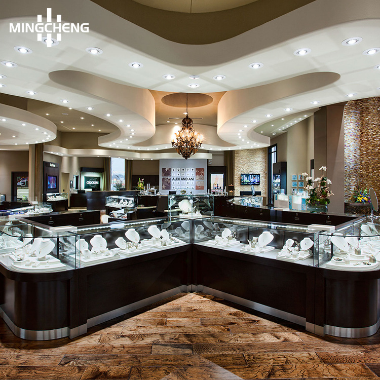 跨境直供中式珠宝展示柜木质异形精品中岛柜订婚钻戒宝石陈列柜台