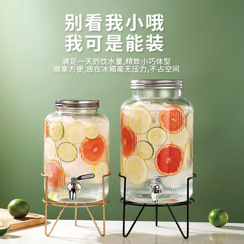 Cubo de cerveza de vidrio con grifo Cubo de bebida casera Cubo de té de frutas Cubo de cola contenedor Internet celebridad jugo puede botella de burbuja