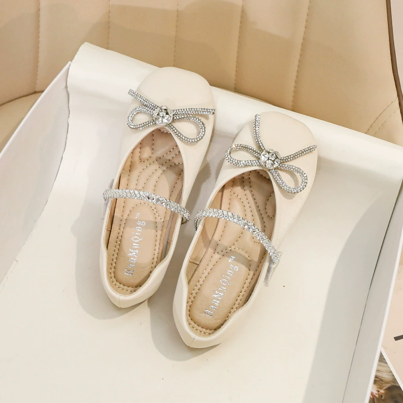 Весенняя Однослойная обувь для девочек на мягкой подошве, модная повседневная обувь принцессы в Корейском стиле, однотонная танцевальная обувь на липучке