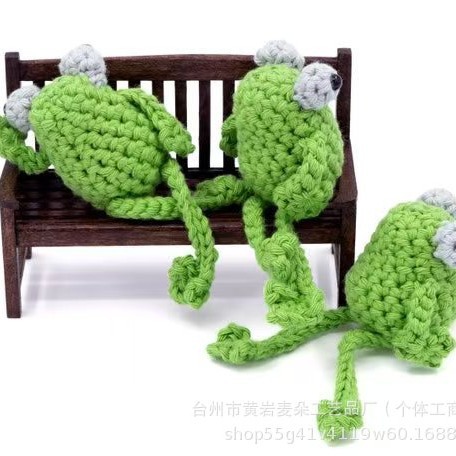 跨境新手钩针DIY材料包手工可爱青蛙毛线玩偶