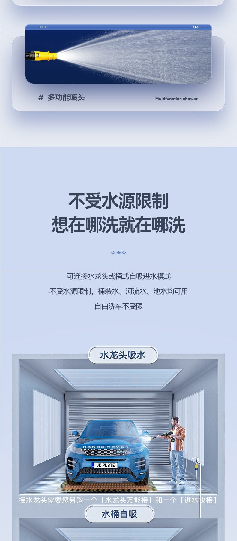Wireless Car Washing Machine High-Pressure Water Gun Car Household Portable Lithium Battery Powerful Supercharged Rechargeable Cleaning Artifact